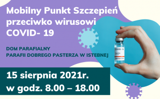 Grafika mówiaca o mobilnym punkcie szczepień