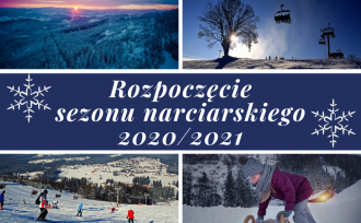 Rozpoczęcie sezonu narciarskiego 2020/2021; widok na stok, narciarze, dziewczynka z sankami, wyciąg narciarski, widok na ośnieżone góry