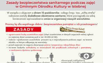 Zasady bezpieczeństwa podczas warsztatów w Gminnym Ośrodku Kultury