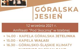 Plakat Góralska Jesień z programem wydarzenia na 12 września 2021 roku w