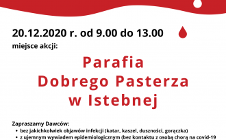 Plakat zawierający informacje o akcji oraz logotypy Bliscy Krewni i Regionalnego Centrum Krwiodawstwa i Krwiolecznictwa w Katowicach