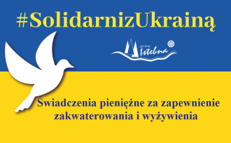 Baner z napisem Solidarni z Ukrainą
