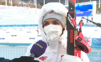 Magda udziela wywiadu stacji TVP Sport po olimpijskim debiucie (stacja TVP Sport zdjęcie z ekranu komputera)