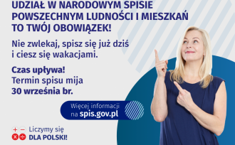 Plakat informujacy o obowiązku udziału w spise powszechnym.