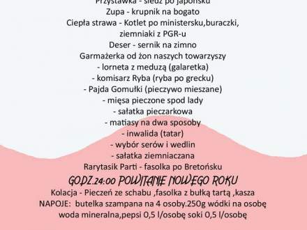 Menu Sylwestra w Karczmie Kubalonka