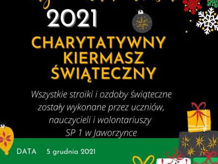 Plakat informujący o charytatywnej sprzedaży ozdób świątecznych na rzecz Piotrusia