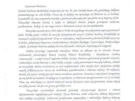 List Prezesa Rady Ministrów z okazji TKB