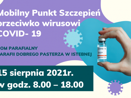 Grafika mówiaca o mobilnym punkcie szczepień