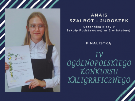 Anais Szalbót - Juroszek, uczennica klasy V Szkoły Podstawowej nr 2 w Istebnej