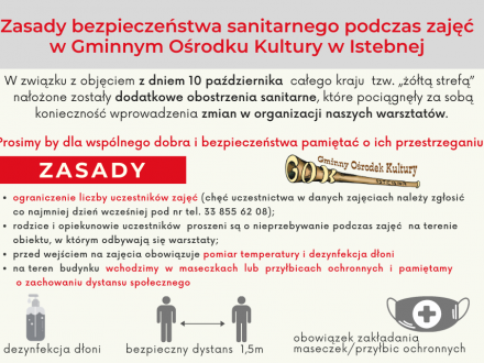 Zasady bezpieczeństwa podczas warsztatów w Gminnym Ośrodku Kultury