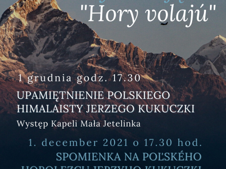 Plakat wydarzenia ze zdjęciem gór i logotypami projektu