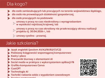 Plakat darmowych szkoleń