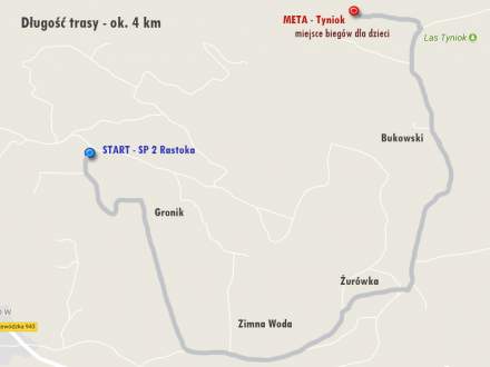 II Bieg na Tyniok - Mapka trasy