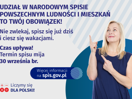 Plakat informujacy o obowiązku udziału w spise powszechnym.