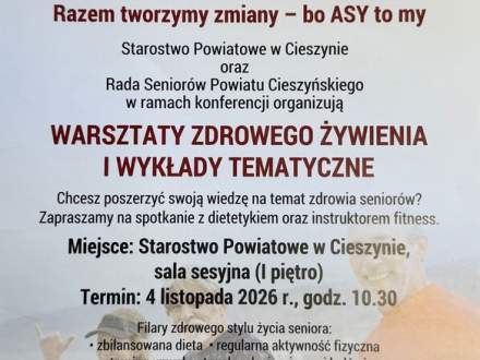 Plakat informacyjny dotyczący Konferencji oraz warsztatów zdrowego żywienia