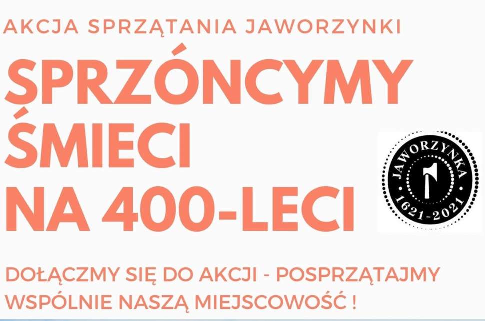 Baner informujący o akcji sprzątania sołectwa Jaworzynka