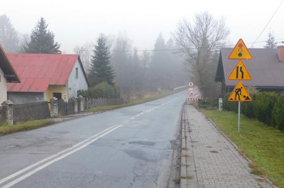 remont mostu na Glinianym - widok od Istebnej