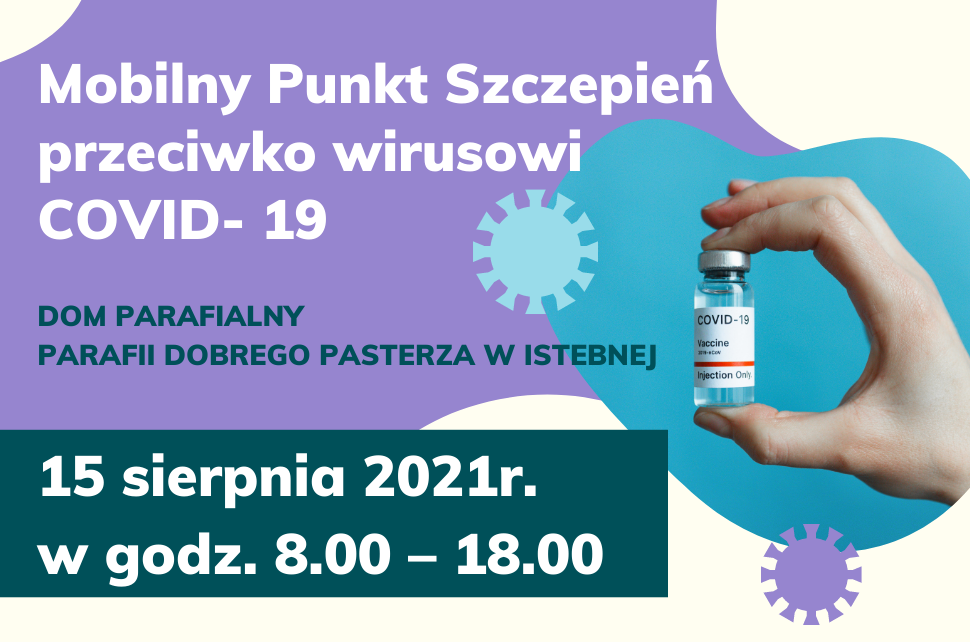 Grafika mówiaca o mobilnym punkcie szczepień