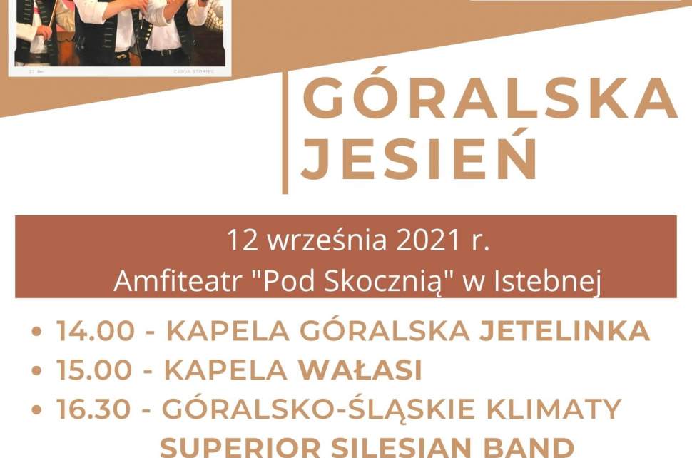 Plakat Góralska Jesień z programem wydarzenia na 12 września 2021 roku w