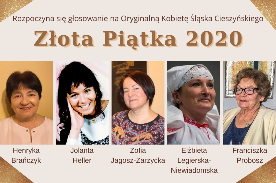 Baner ze zdjęciami laureatek konkursu Kobieta Oryginalna Śląska Cieszyńskiego 2020