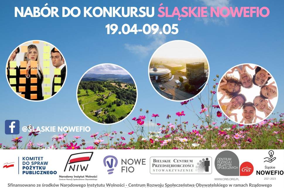 Plakat Nabór do konkursu Śląskie NOWEFIO 19.04-09.05