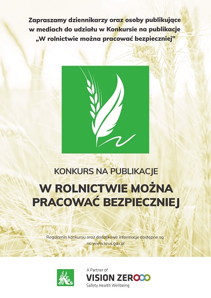 Plakat Konkursu "W rolnictwie można pracować bezpieczniej", źródło: www.krus.gov.pl