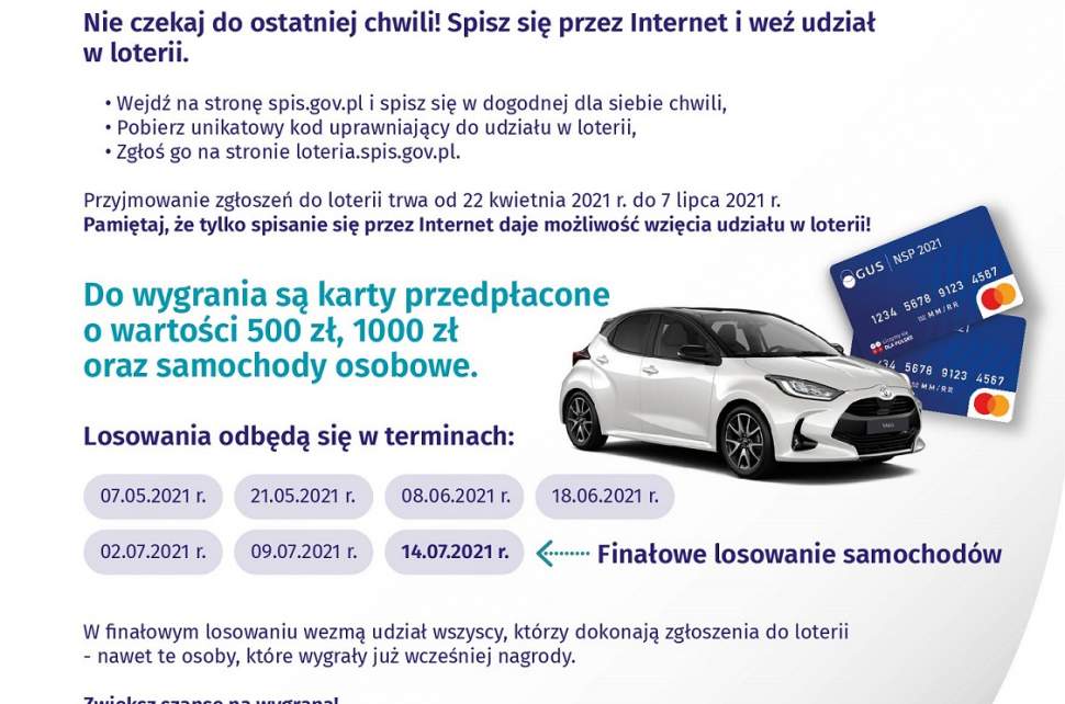 Spisz się przez internet i wygraj nagrody w loterii. Narodowy Spis Powszechny ludności i mieszkań trwa od 1 kwietnia do 30 września 2021 r.