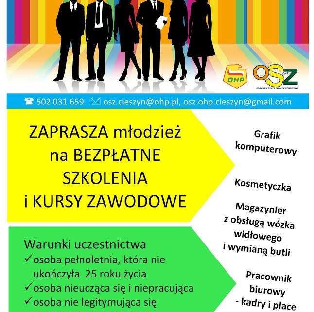 Plakat kursów dla młodzieży