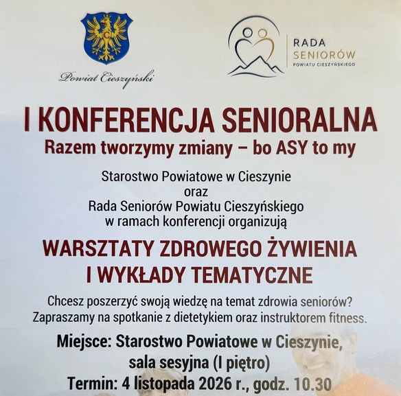 Plakat informacyjny dotyczący Konferencji oraz warsztatów zdrowego żywienia
